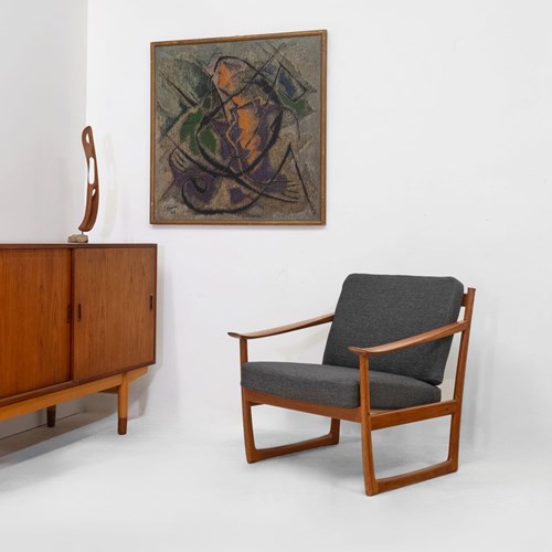 Peter Hvidt & Orla Mølgaard Teak Lounge Chair For France & Son Model Fd 130 