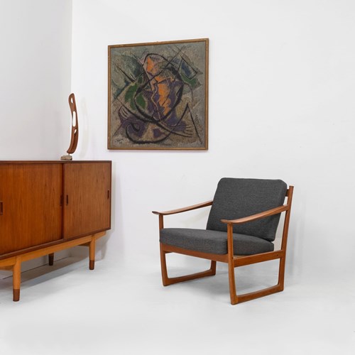 Peter Hvidt & Orla Mølgaard Teak Lounge Chair For France & Son Model Fd 130 