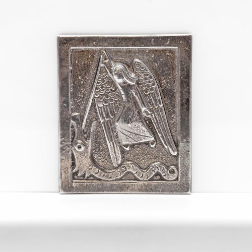 Rare Sterling Silver Plaque By Dunstan Pruden Of St Michael London 1972
