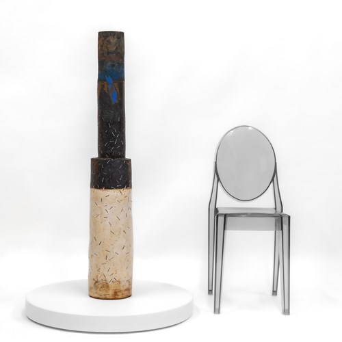 Superb Robin Welch Tall Stoneware Studio Floor Cylindrical Vessel 1990S