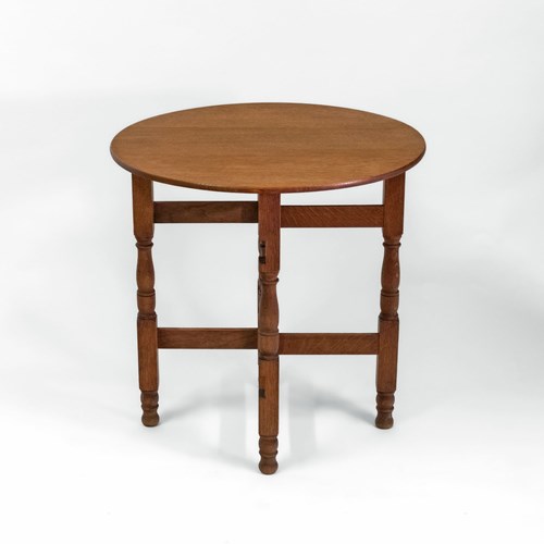 1920S Heals Of London Oak Folding Occasional Tea Table