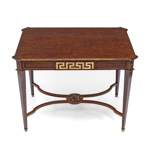 Late 19Th Century Plum Pudding & Gilt Centre Table Greek Key Louis XVI Revival 