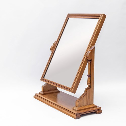 19Th Century Gothic Revival Ash & Painted Dressing Table Vanity Mirror