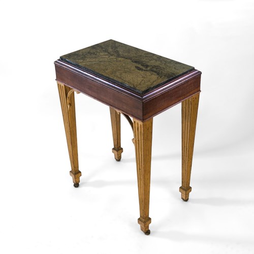 Early 19Th Century Small Green Alps Marble Mahogany & Gilt Console Table