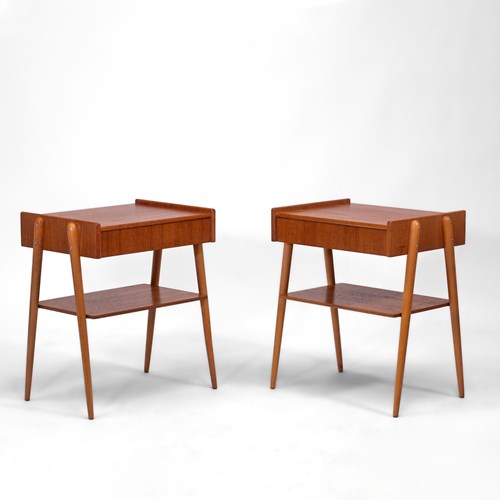 Pair Mid Century Swedish Teak Bedside Tables By Carlström & Co