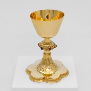  Gothic Revival Silver Gilt & Stone...