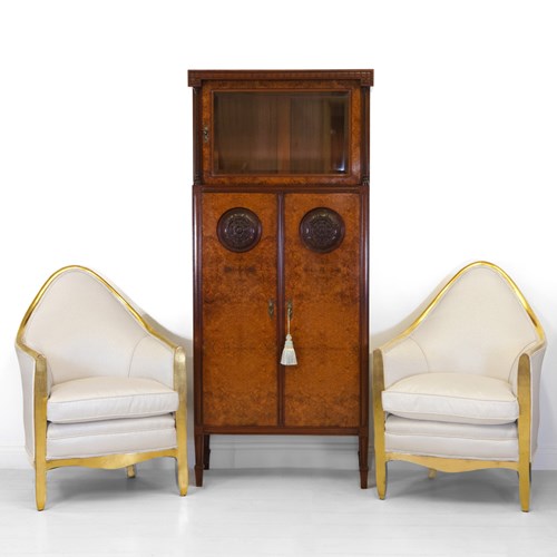 Art Deco Amboyna Cabinet By Georges De Bardyère French Circa 1925