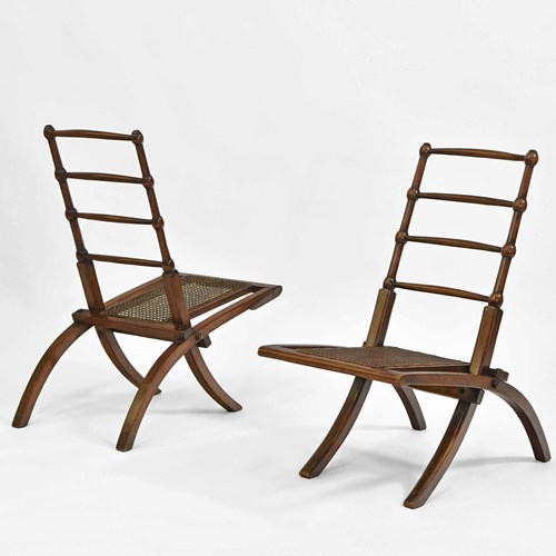 Pair Of Aesthetic Movement Folding Chairs E.W Godwin Manner