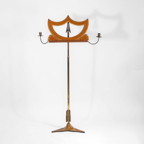 Regency Bird’S Eye Maple, Parcel Gilt Adjustable Music Stand Sebastien Erard