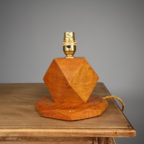 Heals 1920'S Oak Table Lamp - Rewired