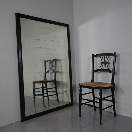 19Th Century Ebonised Antique Shop Fitting Mirror 