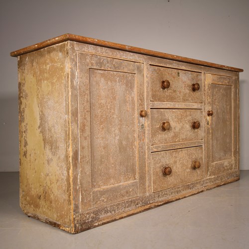 Georgian Original Painted Pine English Antique Dresser Base 