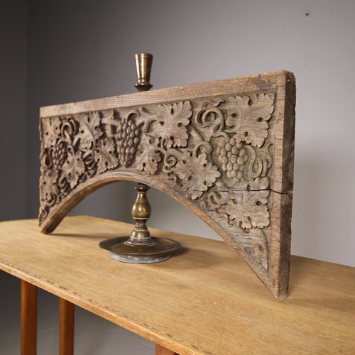 English 18Th Century Carved Oak Antique Overdoor 