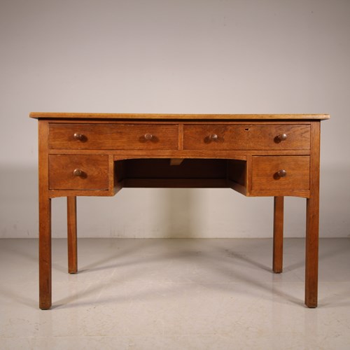 1920’S Heals Oak Desk From Christ College Cambridge