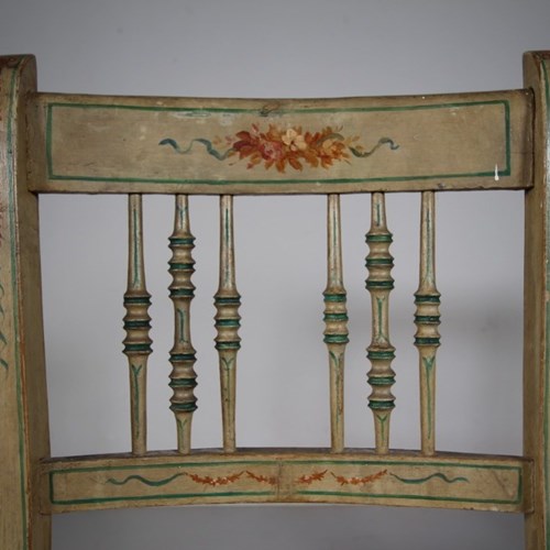 Beautiful Pair Original Painted Pine Antique Chairs 