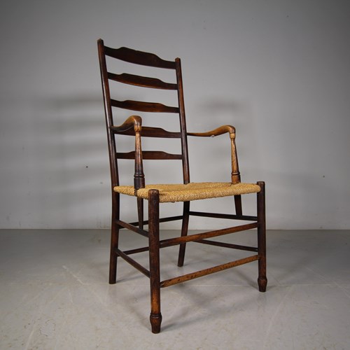 Beautiful Early English Antique Ladderback Armchair