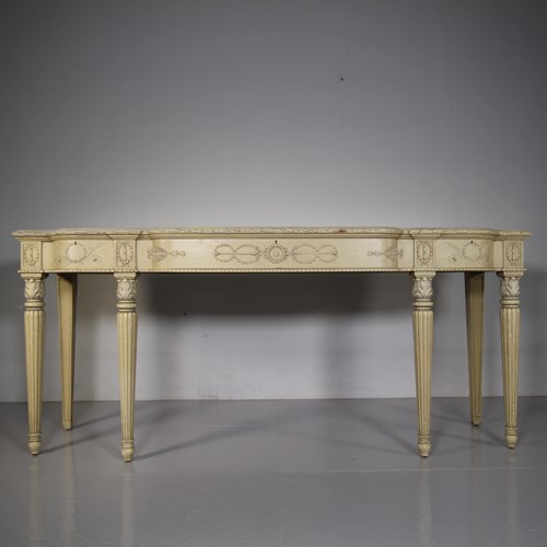 Beautifully Made Long Antique Original Painted Serving Table 