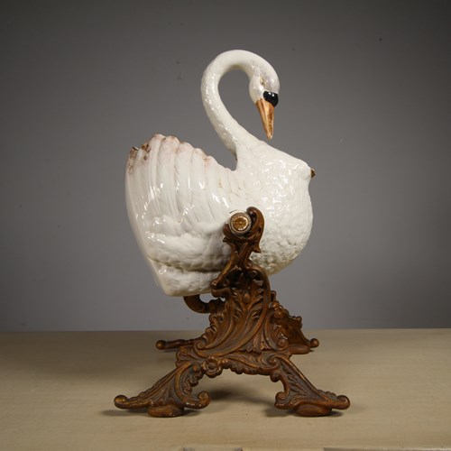 Rare Large Staffordshire Antique Pouring Swan – Stamped