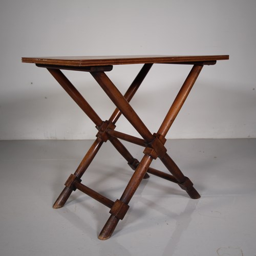 English Georgian Antique Mahogany X Frame Side Table 