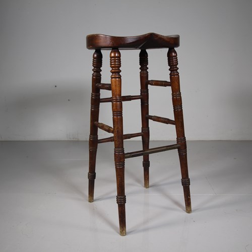 Tall English 19Th Century Antique Clerks Stool