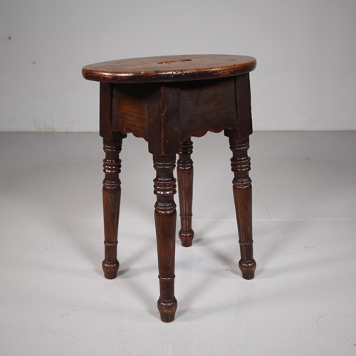 English East Anglian Antique Elm Stool