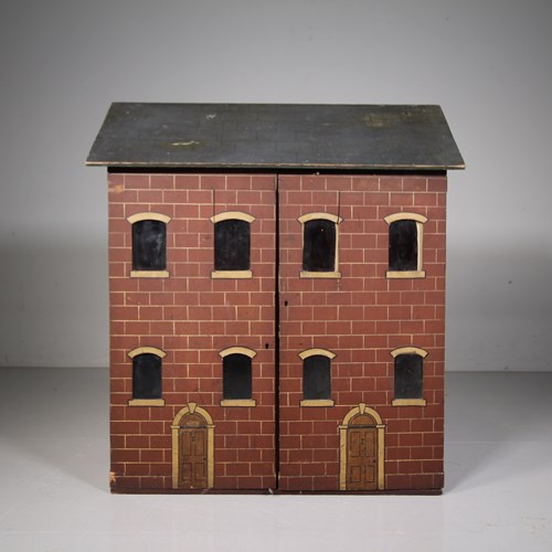 English 19Th Century Antique Painted Pine Dolls House