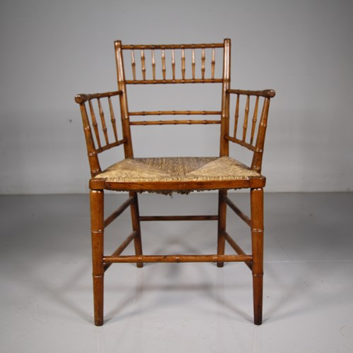 English Regency Antique Simulated Bamboo Chair