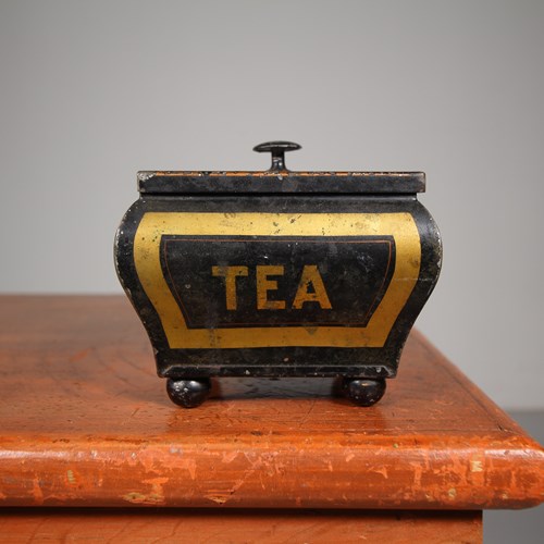 Beautiful English 19Th Century Antique Toleware TEA Caddy 