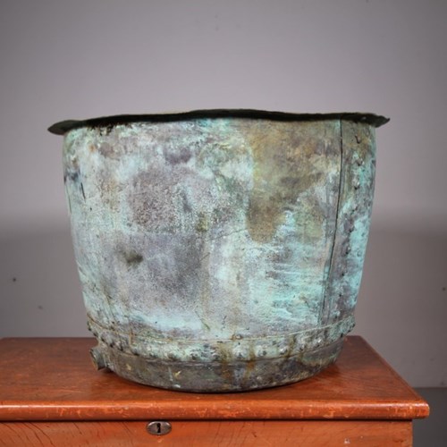 Large English 19Th Century Verdigris Antique Copper 