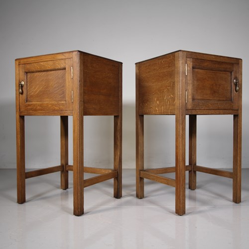 Pair Of Heals Antique Oak Bedside Cabinets 