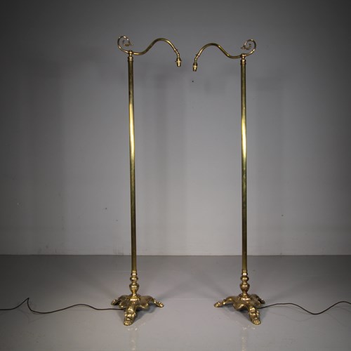 Pair Of English Edwardian Antique Floor Lamps – Rewired