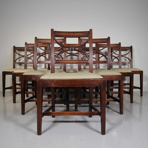 Set Of Ten Georgian Antique Whitehaven Mahogany Dining Chairs 