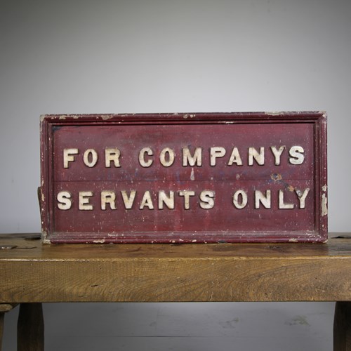 English 19Th Century Antique Servants Sign