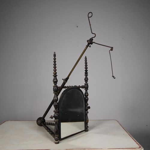 Rare 19Th Century Antique Adjustable Candle Mirror 