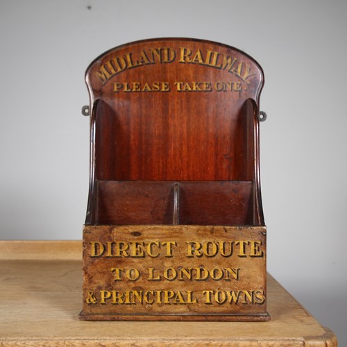 Rare 19Th Century Midlands Railway Antique Leaflet Dispenser