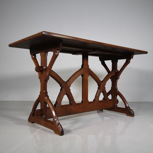 Wonderful English 19Th Century Pugin Antique Oak Table 