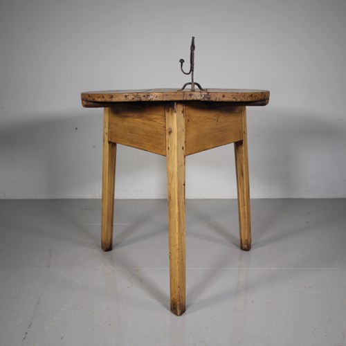 Large English 18Th Century Antique Elm Cricket Dining Table 