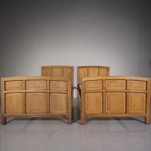 Pair Of 1930’S Cotswold School Solid Oak Single Beds