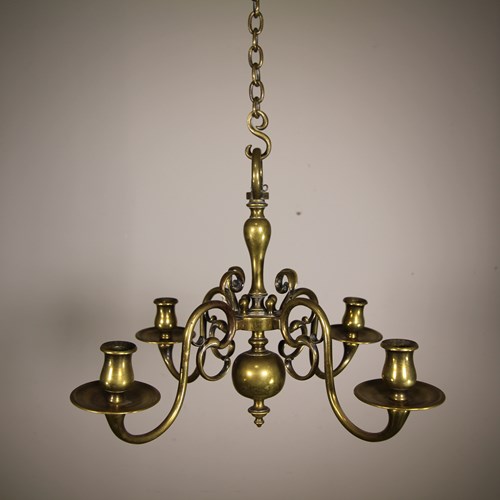 English 19Th Century Antique Brass Hanging Candelabra
