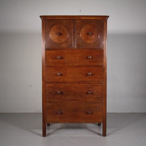 Rare Early Heals Of London Antique Solid Oak Owl Cabinet 