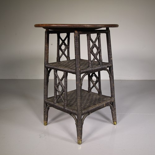 Rare English Dryad Antique Wicker Side Table