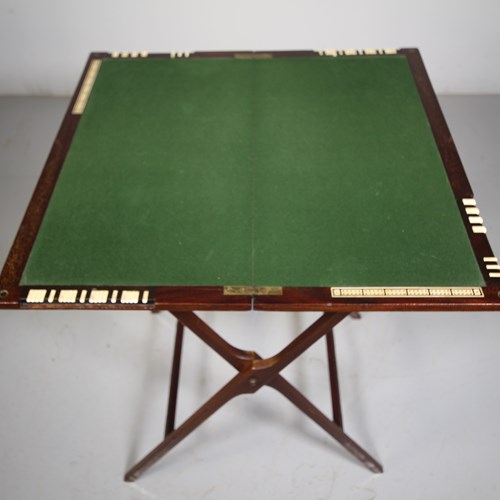 19Th Century English Antique Card Games Table With Markers