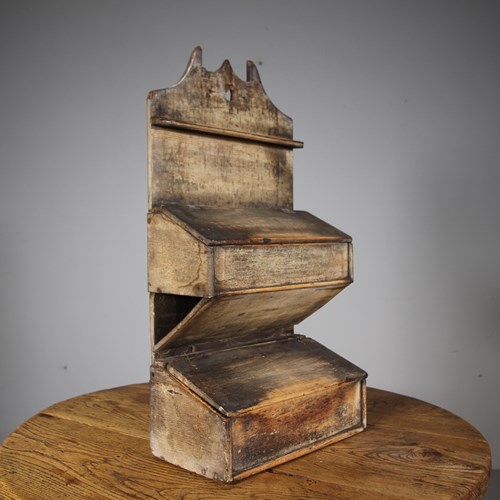 Early 19Th Century Antique Spoon Rack & Cutlery Box In The Original Paint