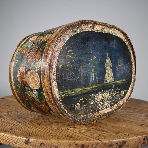 Swedish 19Th Century Antique Love Token Box In Original Paint