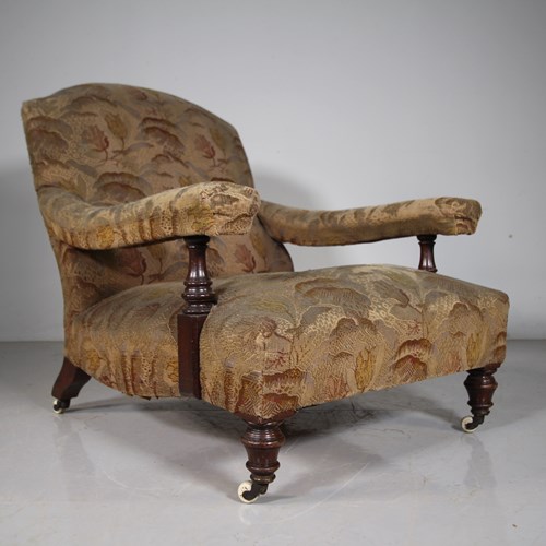 English 19Th Century Ample Antique Open Armchair 