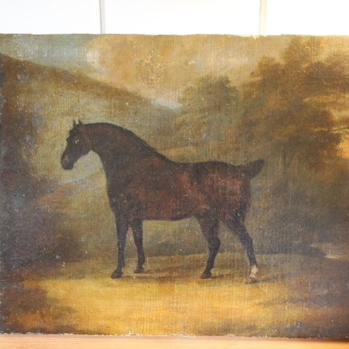 English Georgian Antique Horse Oil Painting