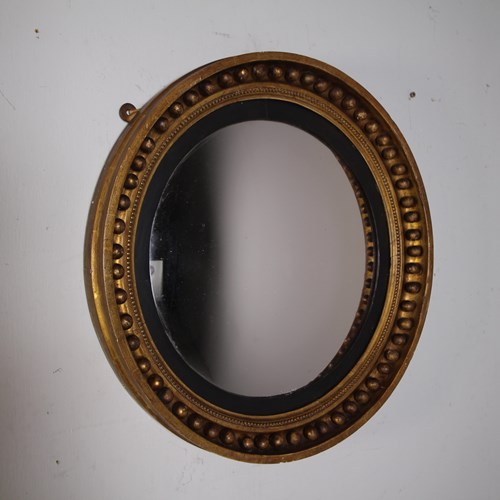 English Regency Antique Gilt Convex Mirror