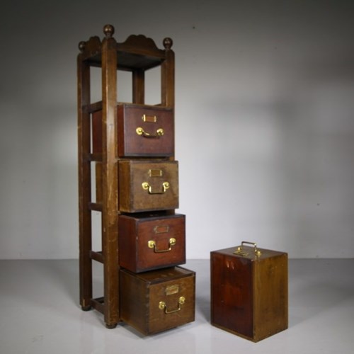 English 19Th Century Antique Deed Rack Shelves / Chest