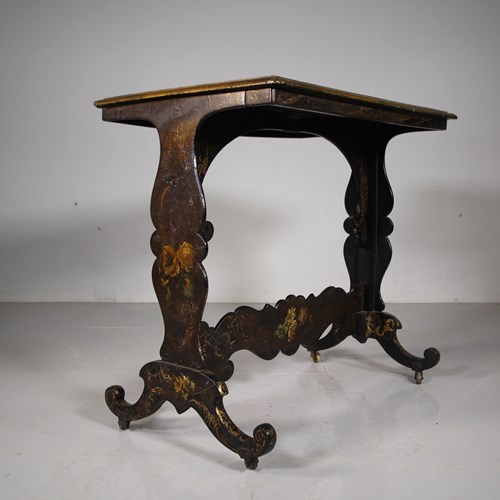 Rare Regency Antique Papier Mache & Painted Side Table