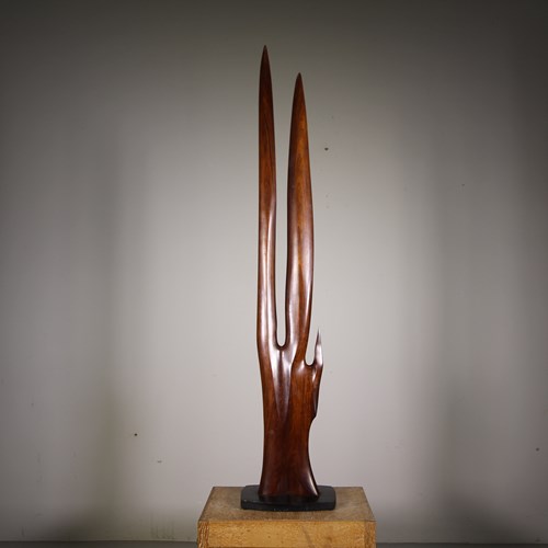  Dated 1974 Tall Rosewood Growth Sculpture – Signed